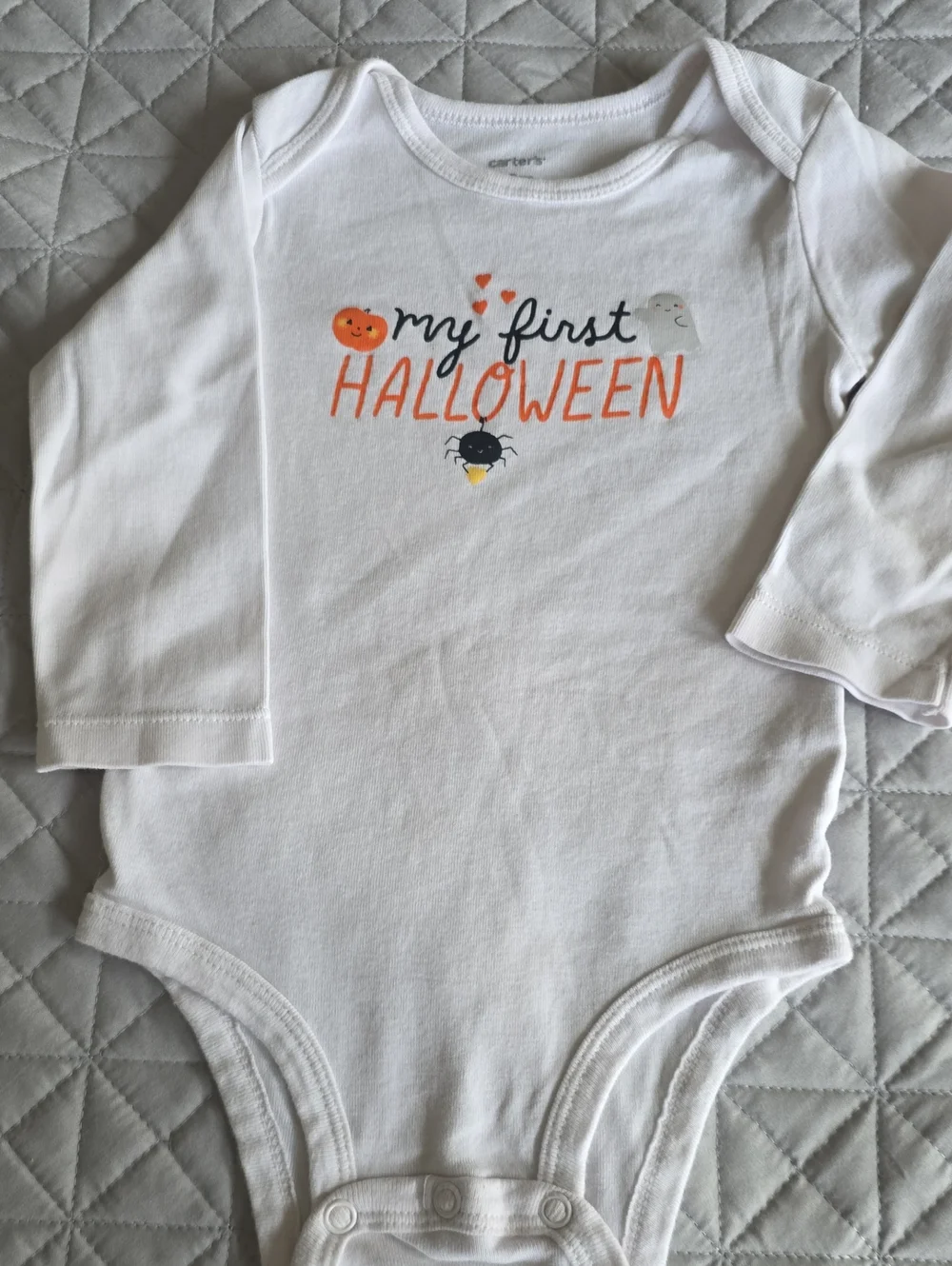 Carter's White Long-Sleeve 'My First Halloween' Bodysuit with Orange Accents